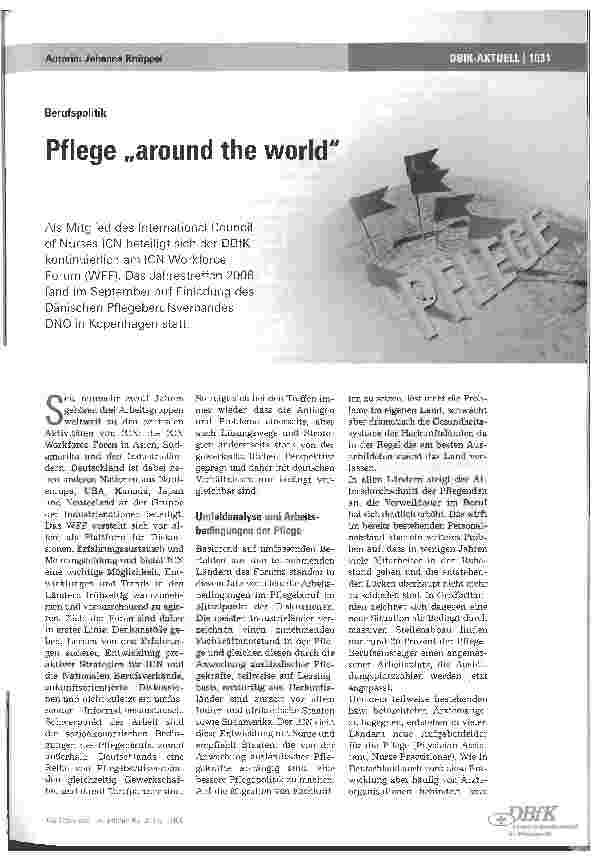 Vorschauseite 1: Berufspolitik - Pflege around the world