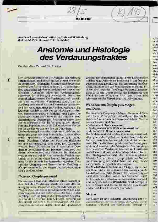 Vorschauseite 1: Anatomie und Histologie des Verdauungstraktes