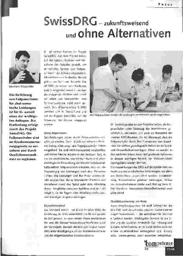 Vorschauseite 1: SwissDRG -zukunftsweisend und ohne Alternativen