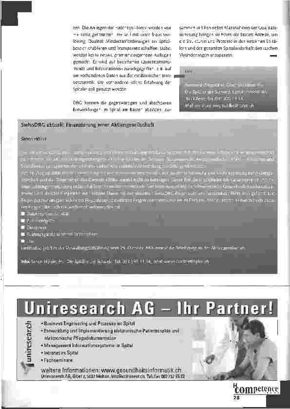Vorschauseite 2: SwissDRG -zukunftsweisend und ohne Alternativen