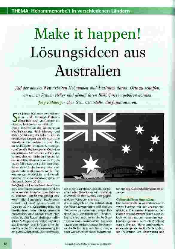 Vorschauseite 1: Make it happen! Lösungsideen aus Australien