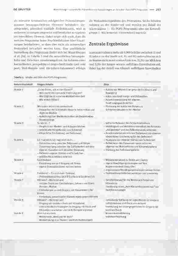 Vorschauseite 2: Universelle Prävention von Essstörungen an Schulen: Das POPS Programm