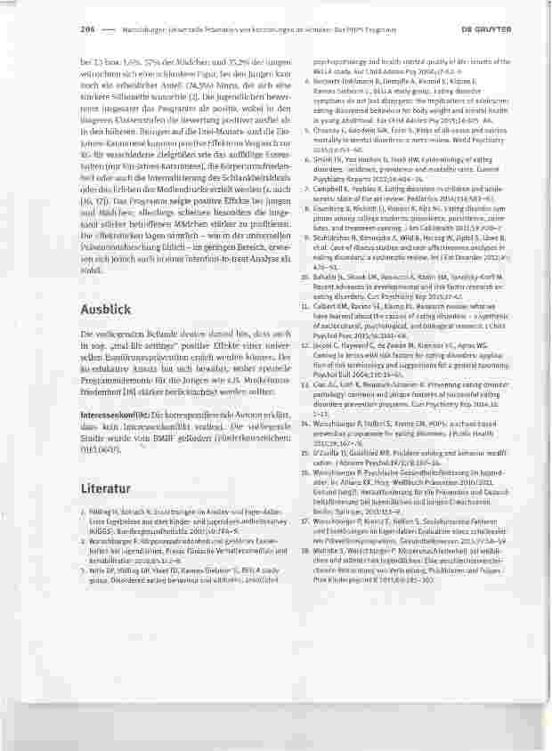 Vorschauseite 3: Universelle Prävention von Essstörungen an Schulen: Das POPS Programm
