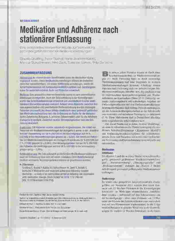 Vorschauseite 1: Medikation und Adhärenz nach stationärer Entlassung