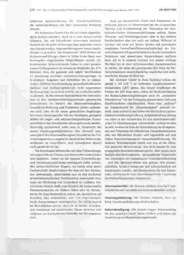 Vorschauseite 2: Präventionsgesetz: Zum Stand der Umsetzung aus kommunaler Sicht