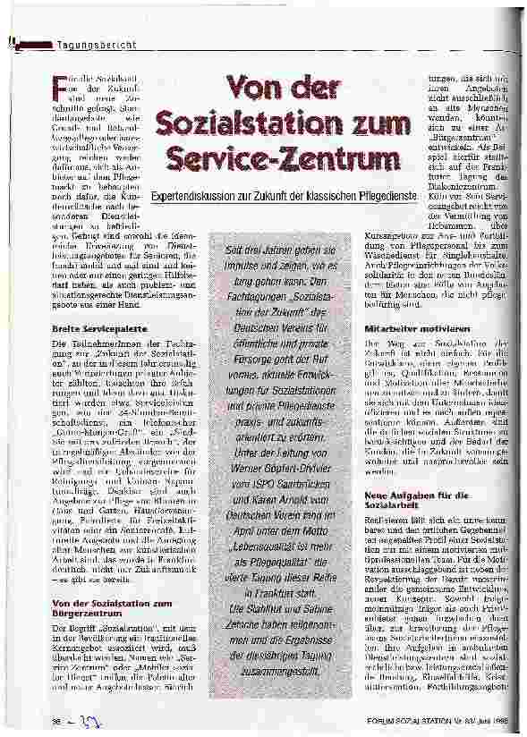 Vorschauseite 1: Von der Sozialstation zum Service-Zentrum