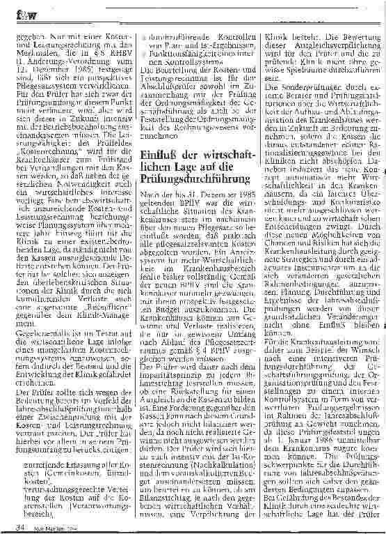 Vorschauseite 2: Die neue Bundespflegesatzverordnung (BPflV) Einfluß auf die Durchführung der Jahresabschlußprüfung