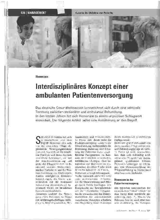 Vorschauseite 1: HomecareInterdisziplinäres Konzept einer ambulanten Patientenversorgung