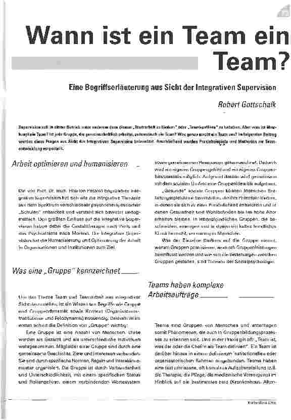 Vorschauseite 1: Wann ist ein Team ein Team?Eine Begriffserläuterung aus Sicht der Integrativen Supervision
