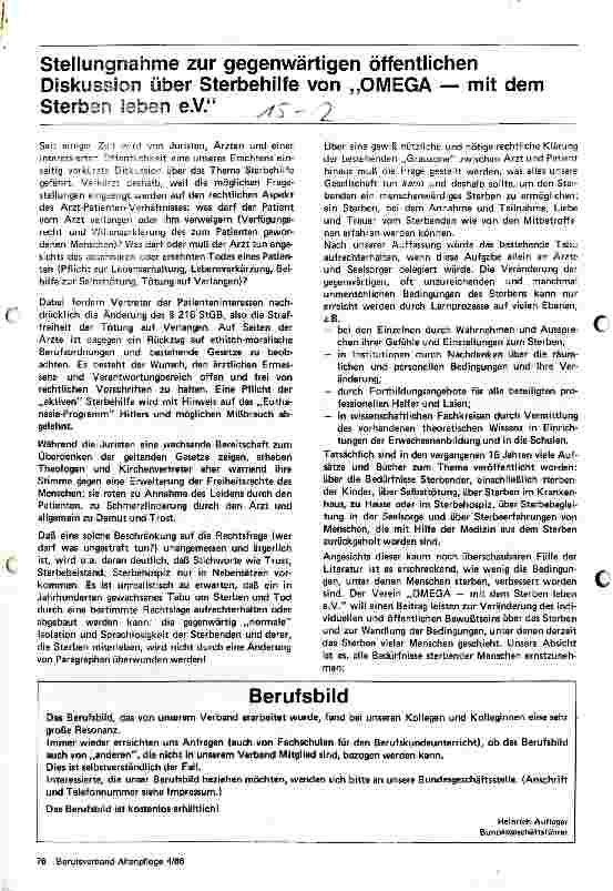 Vorschauseite 1: Stellungnahme zur gegenwärtigen öffentlichen Diskussion über Sterbehilfe