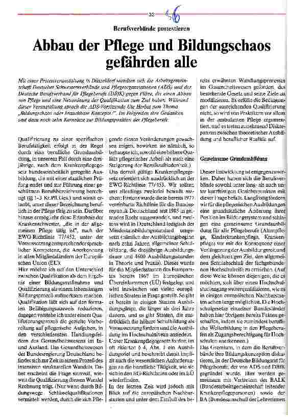 Vorschauseite 1: Abbau der Pflege und Bildungschaos gefährden alle Berufsverbände protestieren