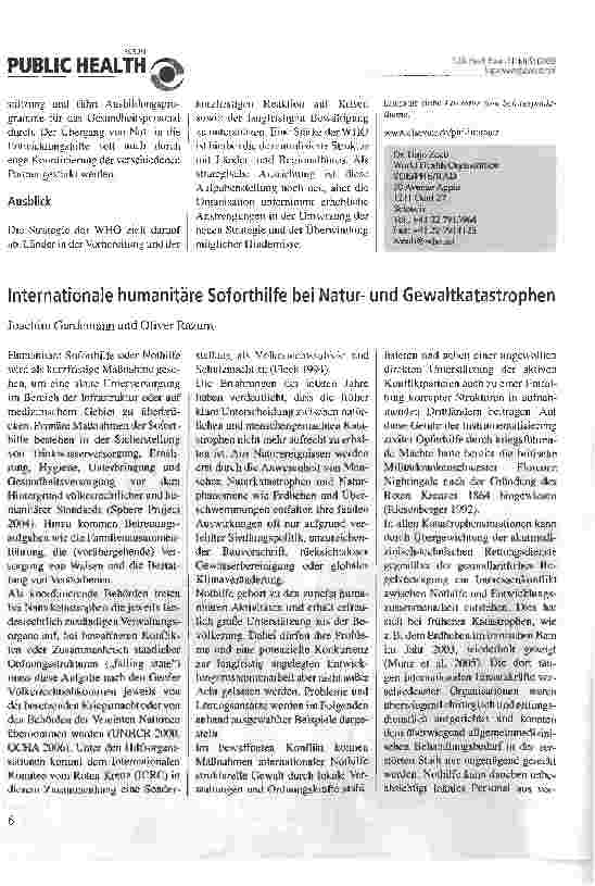 Vorschauseite 3: Katastrophen und Krisen: Strategie und Beispiele der WHO-Arbeit