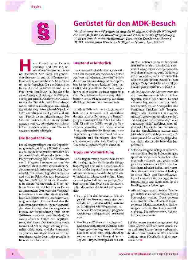 Vorschauseite 1: Gerüstet für den MDK-Besuch