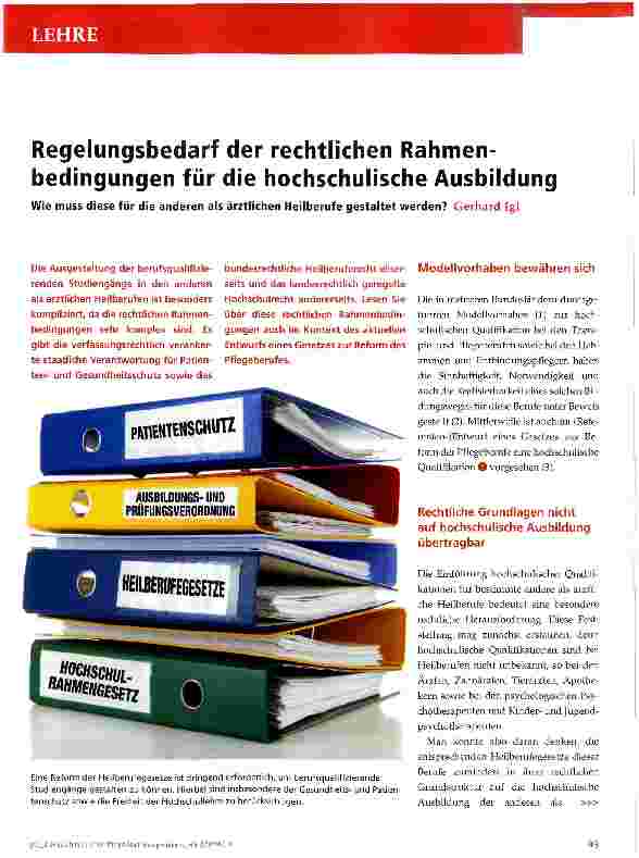 Vorschauseite 1: Regelungsbedarf der rechtlichen Rahmen-bedingungen für die hochschulische Ausbildung