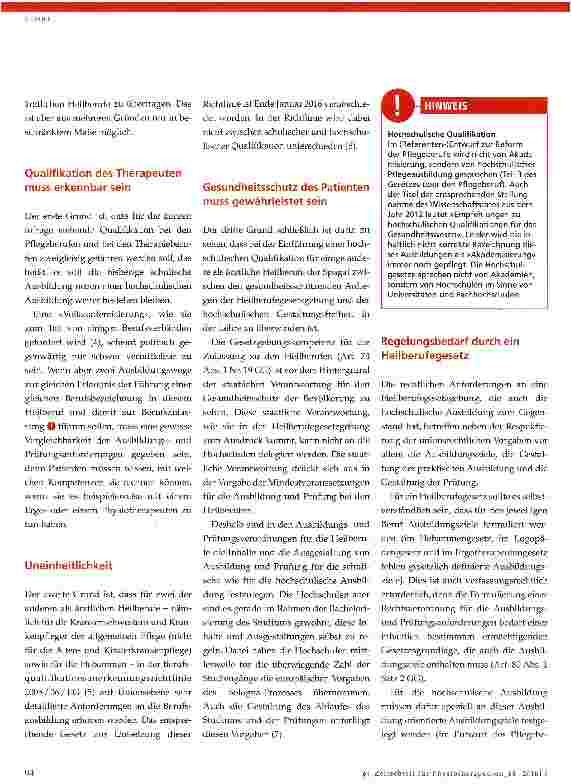 Vorschauseite 2: Regelungsbedarf der rechtlichen Rahmen-bedingungen für die hochschulische Ausbildung