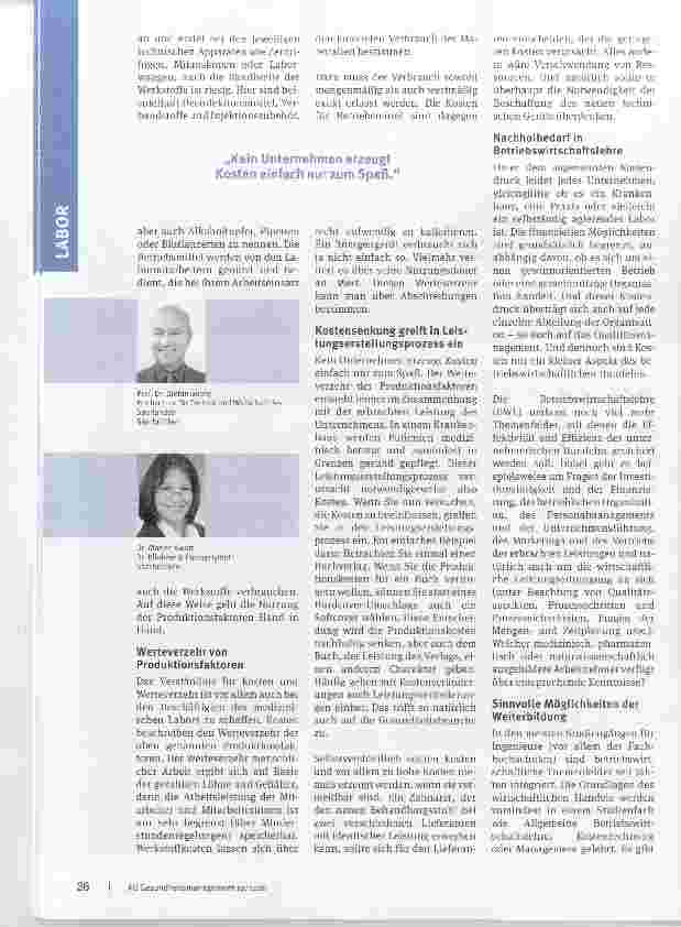 Vorschauseite 2: Arbeit als Produktionsfaktor in der Labormedizin