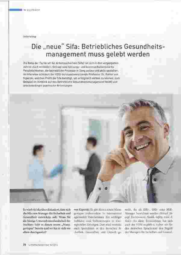 Vorschauseite 1: Die „neue“ Sifa: Betriebliches Gesundheitsmanagement muss gelebt werden