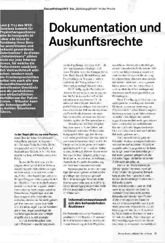 Vorschauseite 1: Dokumentation und Auskunftsrechte