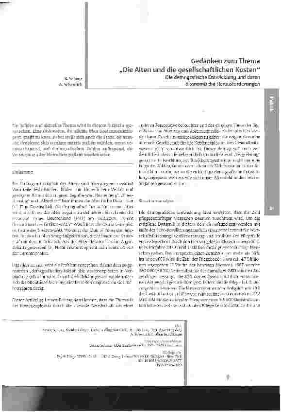 Vorschauseite 1: Gedanken zum Thema Die Alten und die gesellschaftlichen Kosten