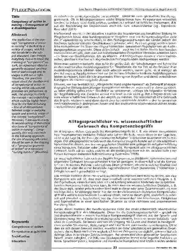 Vorschauseite 2: Pflegerische Handlungskompetenz - Konsequenzen einer Begriffsklärung