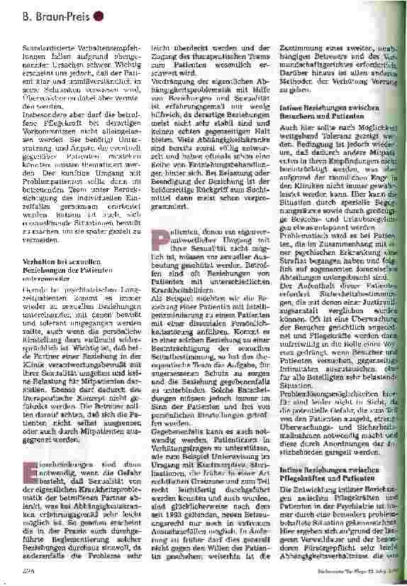 Vorschauseite 5: B/Braun-Preis 95 Berücksichtigung der Sexualität in der Pflege 1. Platz für Krankenund Kinderkrankenpflegeschulen