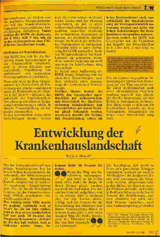 Vorschauseite 1: Entwicklung der Krankenhauslandschaft Teil 2