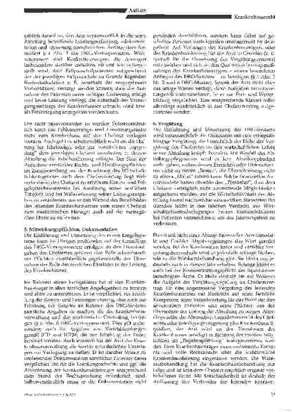 Vorschauseite 6: Rechtliche Anforderungen an den Chefarzt imDRG-Zeitalter