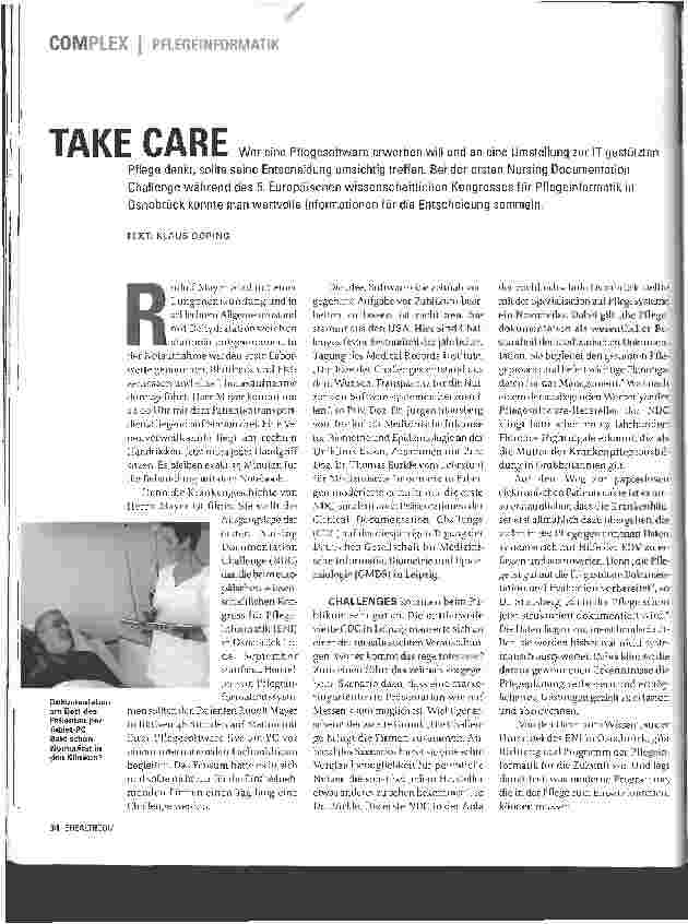 Vorschauseite 1: PFLEGEINFORMATIK - TAKE CARE