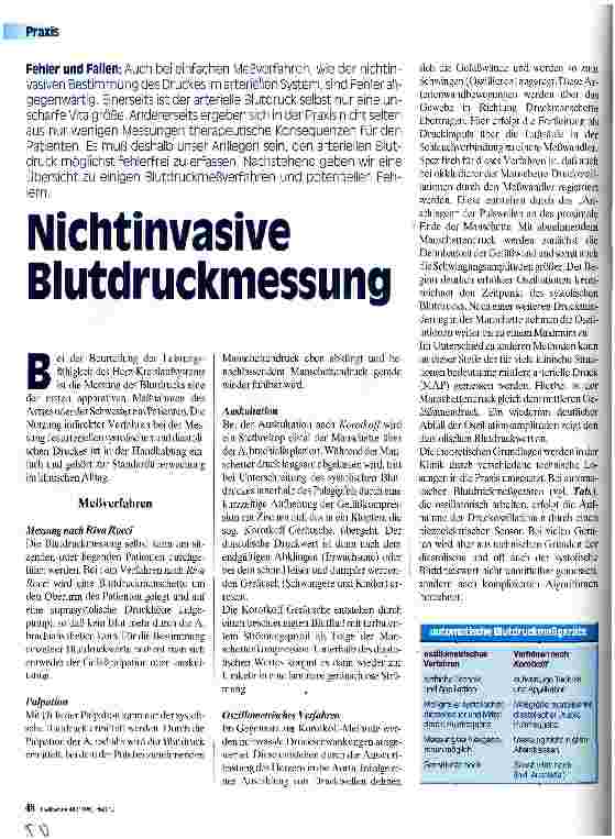 Vorschauseite 1: Nichtinvasive Blutdruckmessung