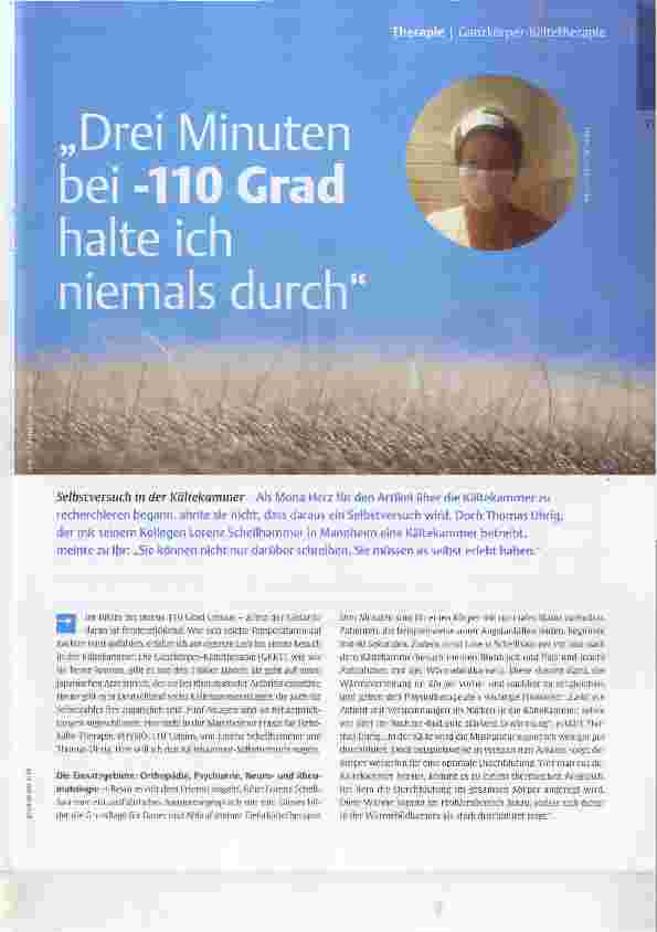Vorschauseite 1: Drei Minuten bei -110 Grad halte ich niemals durch