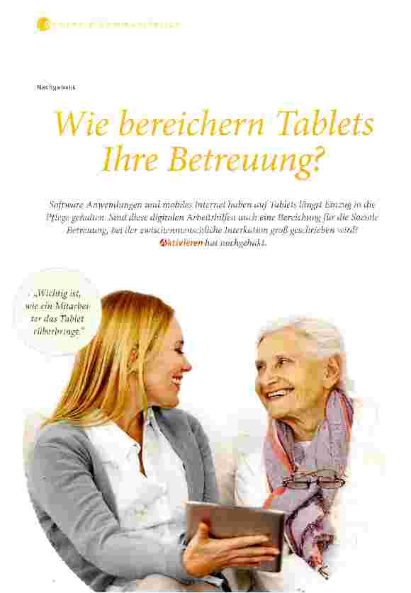Vorschauseite 1: Wie bereichern Tablets Ihre Betreuung?