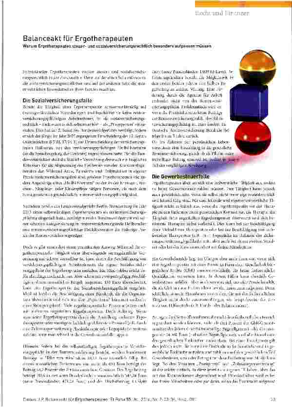 Vorschauseite 1: Balanceakt für Ergotherapeuten