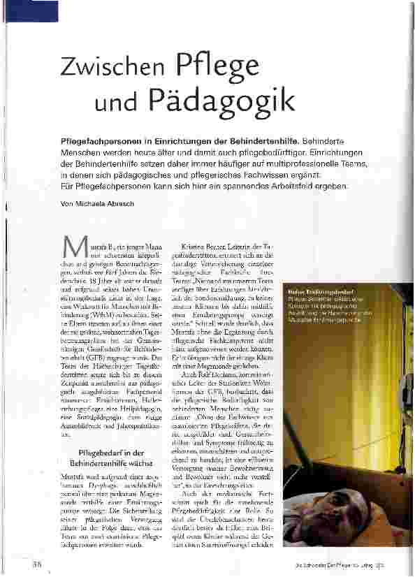 Vorschauseite 1: Zwischen Pflege und Pädagogik