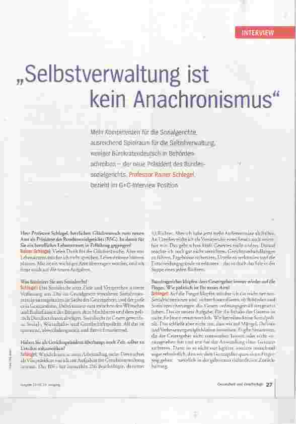 Vorschauseite 2: Selbstverwaltung ist kein Anachronismus