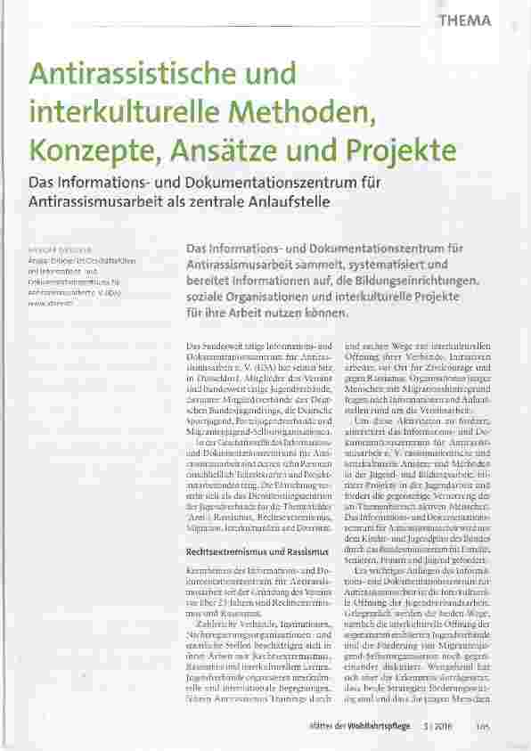 Vorschauseite 1: Anti rassistische und interkulturelle Methoden, Konzepte, Ansätze und Projekte