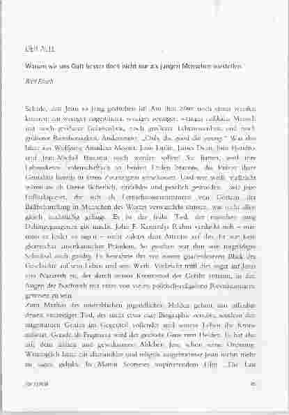 Vorschauseite 1: DER ALTE Warum wir uns Gott besser doch nicht nur als jungen Menschen vorstellen