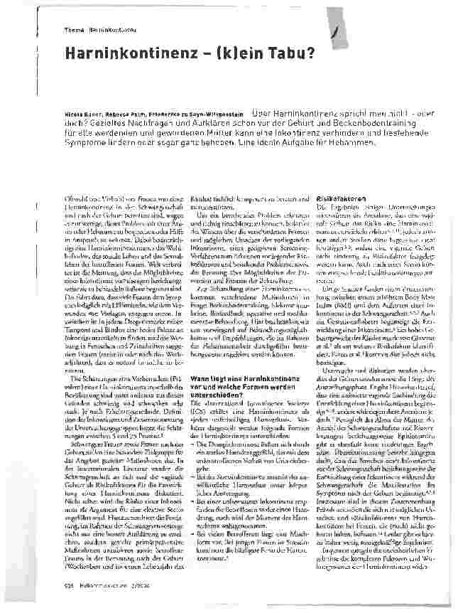 Vorschauseite 1: Harninkontinenz - (k)ein Tabu?