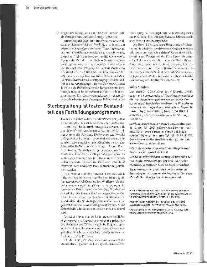 Vorschauseite 3: Den Rahmen für eine Hospizkultur schaffen