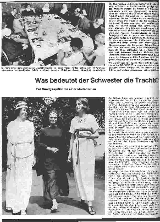 Vorschauseite 1: Was bedeutet der Schwester die Tracht? Ein Rundgespräch zu einer Modenschau