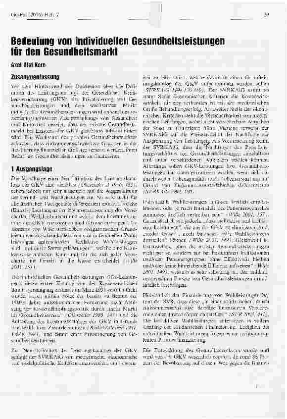 Vorschauseite 1: Bedeutung von individuellen Gesundheitsleistungen für den Gesundheitsmarkt