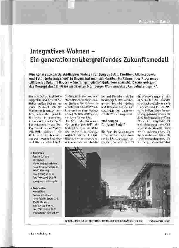 Vorschauseite 1: Integratives Wohnen - Ein generationenübergreifendes Zukunftsmodell