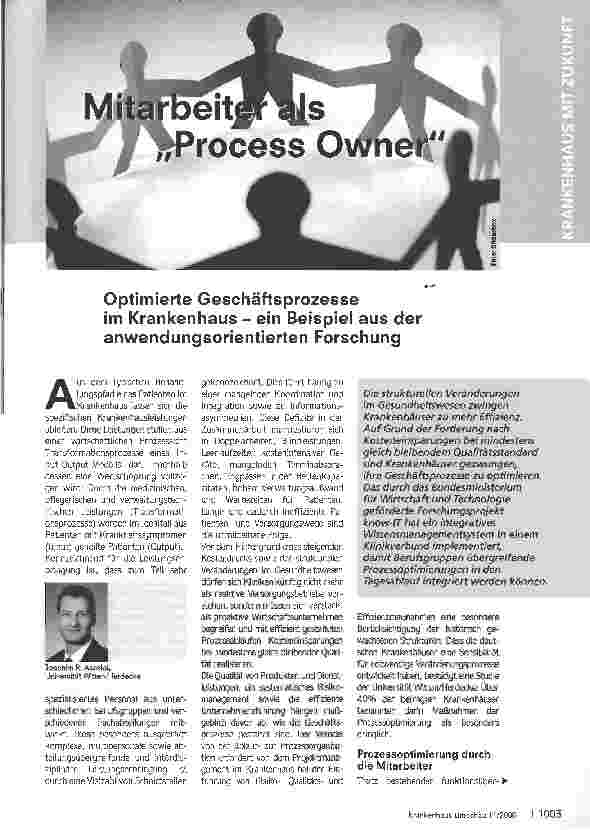 Vorschauseite 1: Mitarbeiter als Process Owner - Optimierte Geschäftsprozesse im Krankenhaus