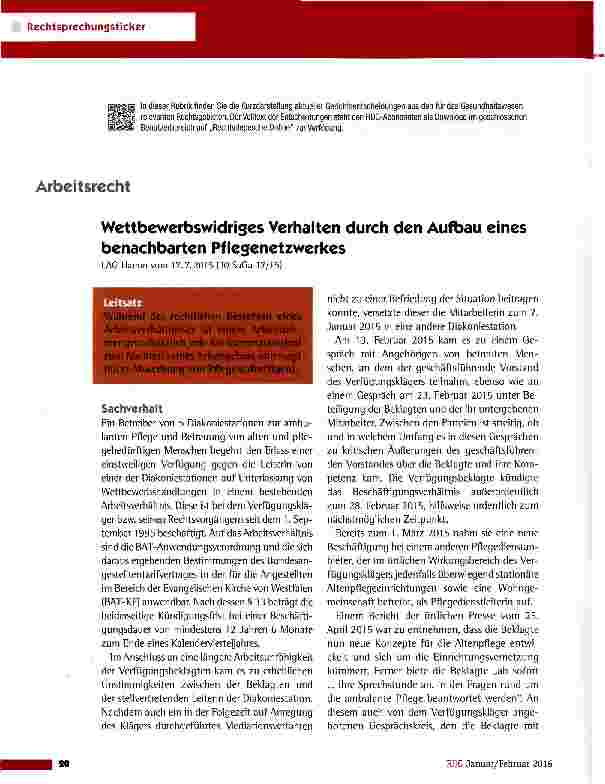 Vorschauseite 1: Wettbewerbswidriges Verhalten durch den Aufbau eines benachbarten Pflegenetzwerkes