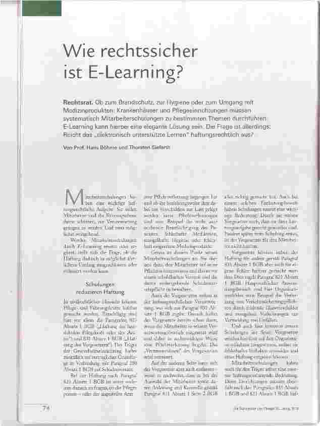 Vorschauseite 1: Wie rechtssicher ist E-Learning?