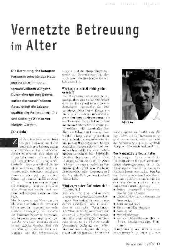 Vorschauseite 1: Vernetzte Betreuung im Alter