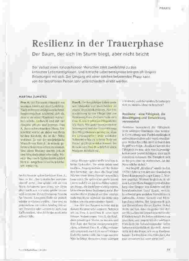 Vorschauseite 1: Resilienz in der Trauerphase