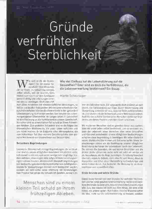 Vorschauseite 1: Gründe verfrühter Sterblichkeit