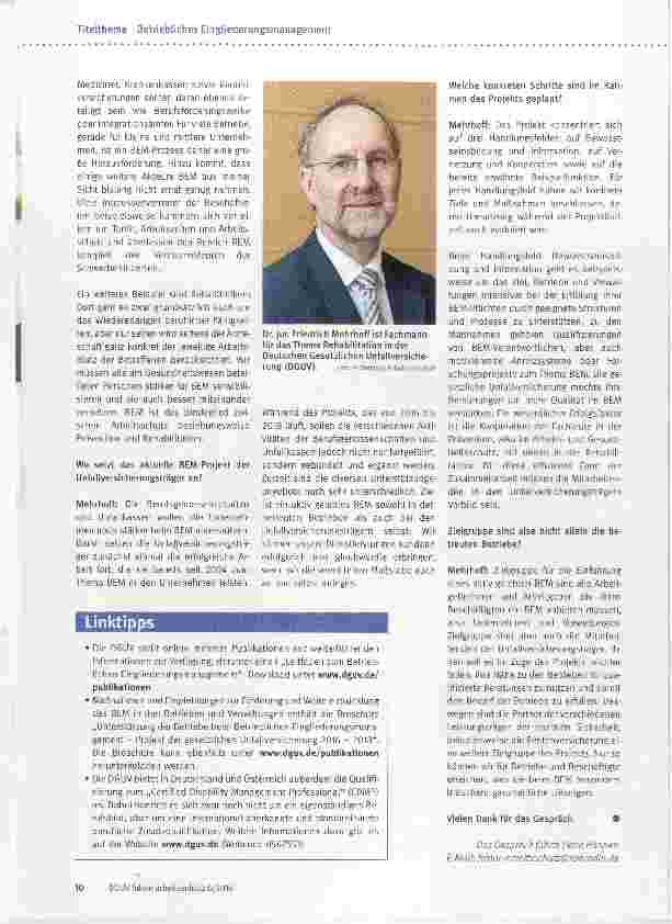 Vorschauseite 2: BEM verbindet Arbeitsschutz und Rehabilitation