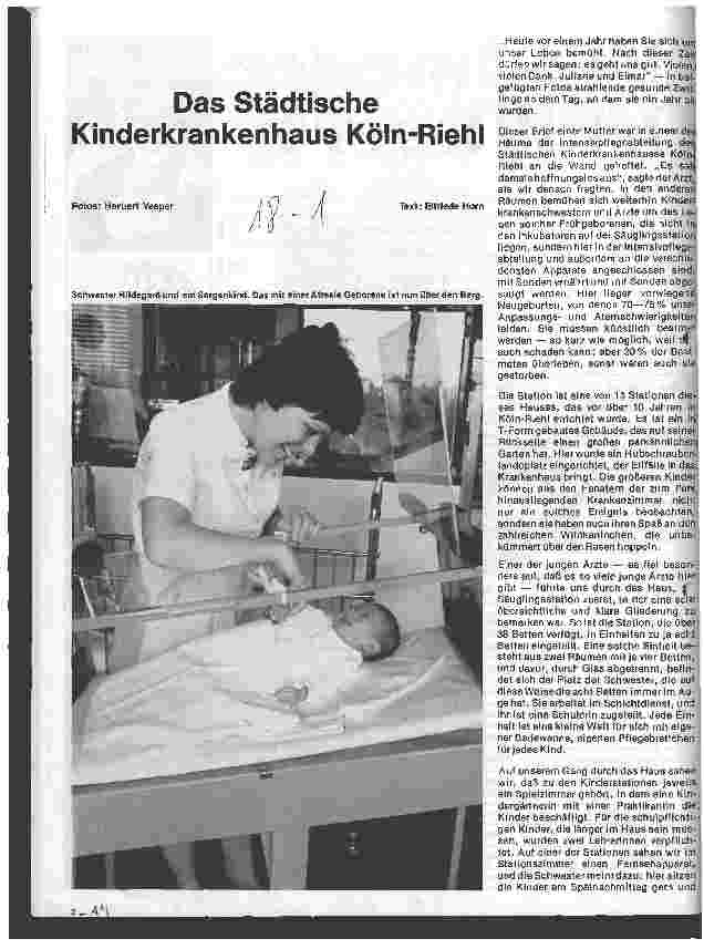 Vorschauseite 1: Das Städtische Kinderkrankenhaus Köln-Riehl