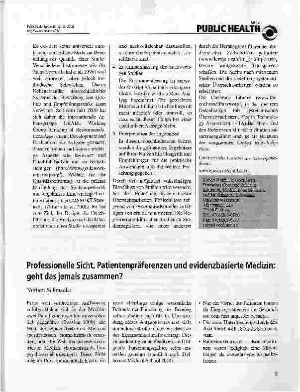Vorschauseite 2: Evidenzbasierung - Woher kommt die Evidenz und wie wird sie bewertet und genutzt?